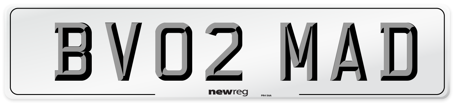 BV02 MAD Number Plate from New Reg